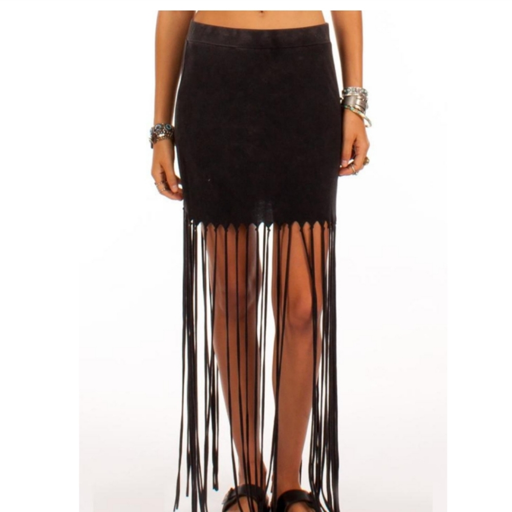 New! White Crow Fringe Skirt